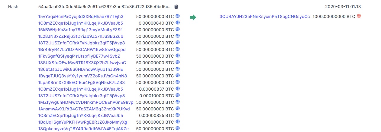 انتقال 1,000 بیت کوین برای نخستین مرتبه به آدرس دیگر