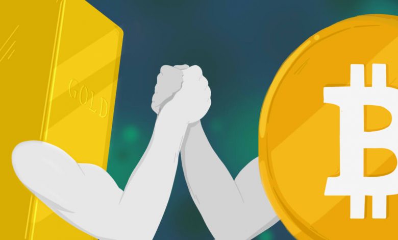 بیت کوین در مقابل طلا Gold Bitcoin BTC